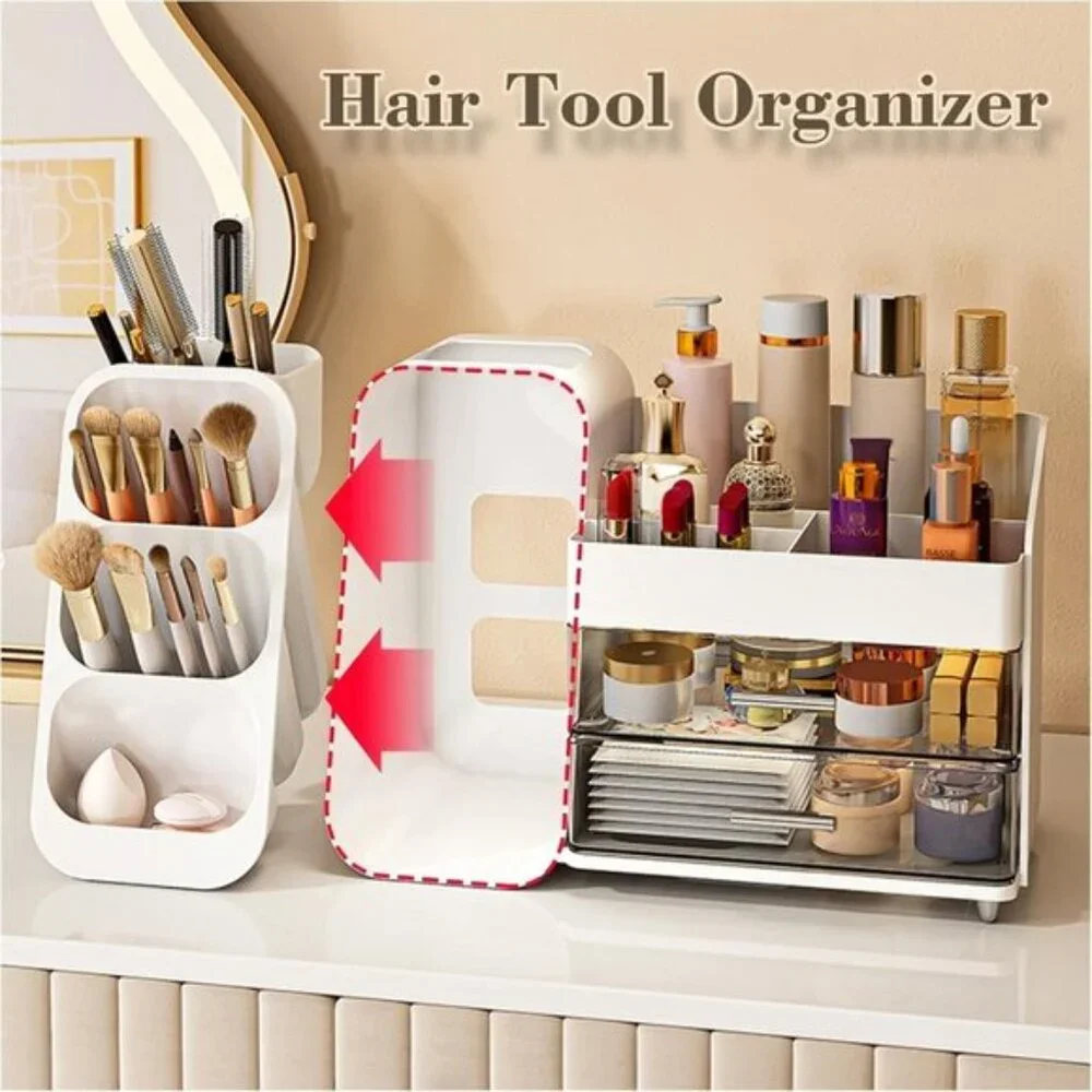 New Large White Makeup Organizer, 3 Clear Drawers for Vanity & Skincare Storage